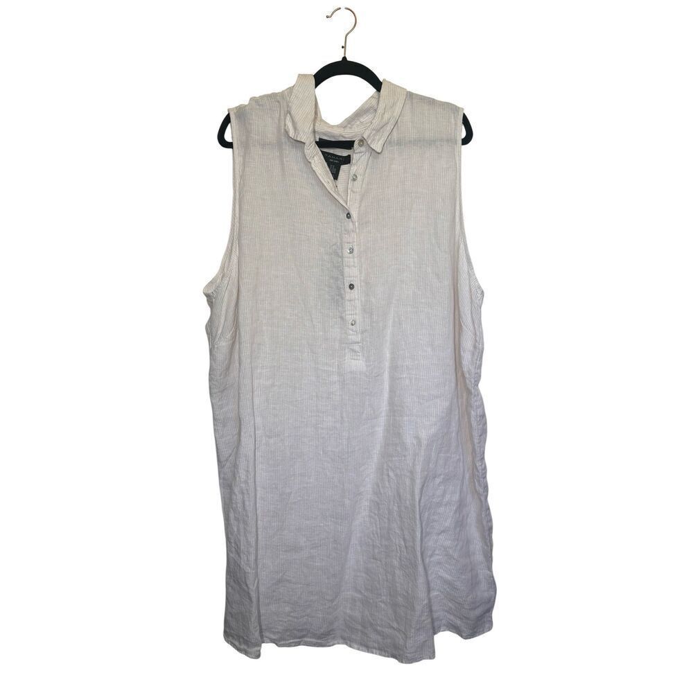 Tahari Plus sSize Linen Sleeveless Shift Dress size 3X NWT